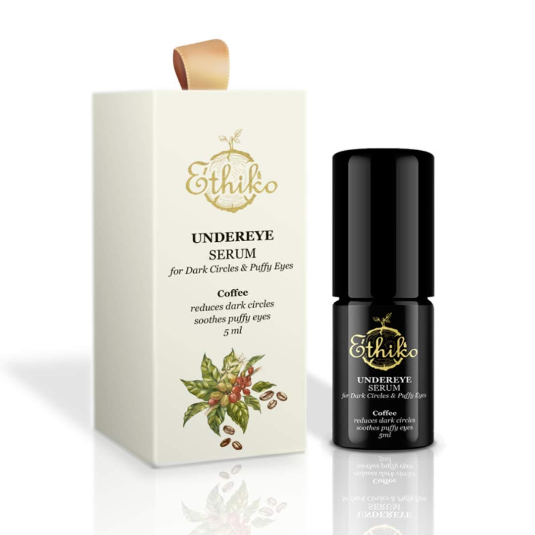 Ethiko Under Eye Serum With Coffee/Caffeine For Dark Circles, Puffy Eyes And Fine Lines Around The Eyes, 100% Organic & Natural Roll On, No Parabens, No Fragrances, For Men & Women - 5ml