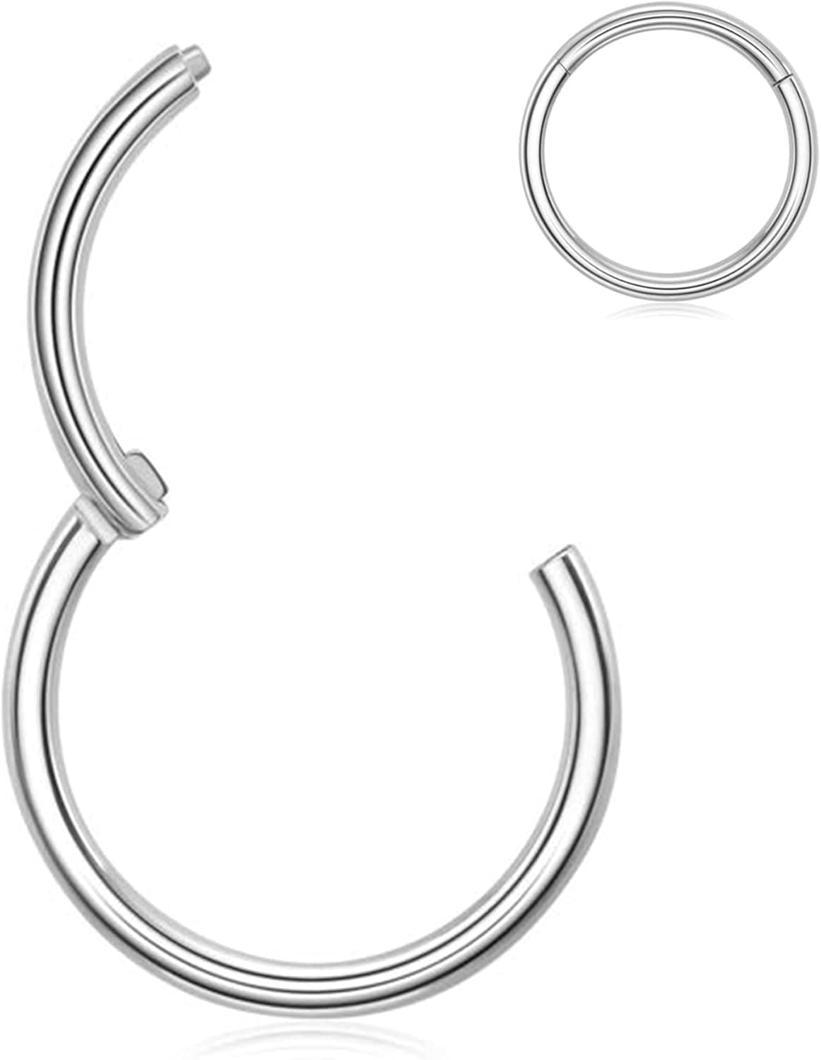 Ldurian Hypoallergenic Nose Ring Hoops - Surgical Steel Septum Cartilage Ring - 20G 18G 16G 14G Diameter 5mm to 16mm Body Piercing Lip Rings Jewelry