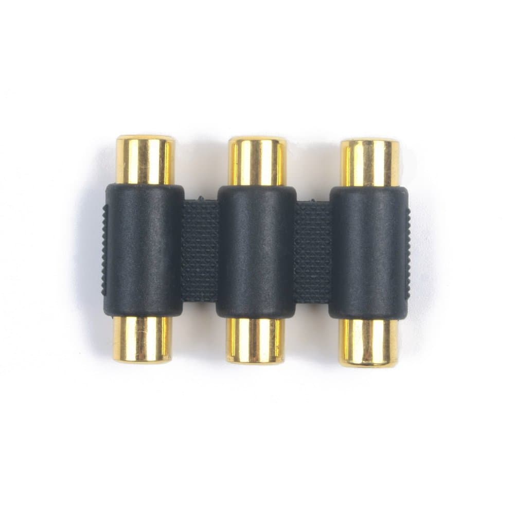 F to F 3-RCA AV Cable Joiner Coupler Component Adapter