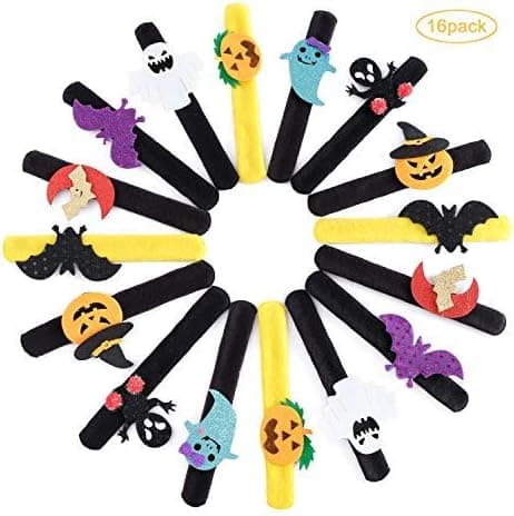 16 Pack Slap Bracelets Halloween Birthday Party Favors,Spider Pumpkin Ghost Slap Bands Bracelets for Kids And Adults,Halloween Decorations