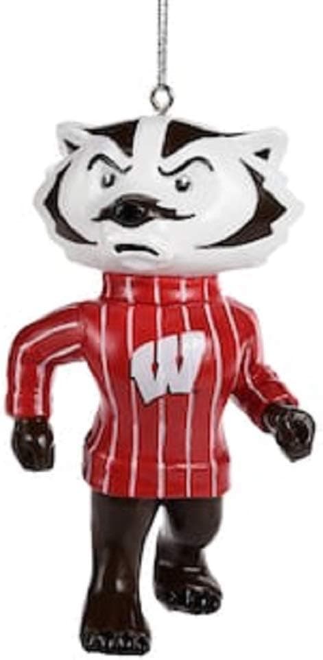 NCAA Wisconsin Badgers 5" Resin Mascot Hanging Tree Holiday Ornamet5" Resin Mascot Hanging Tree Holiday Ornamet, Team Color, One Size