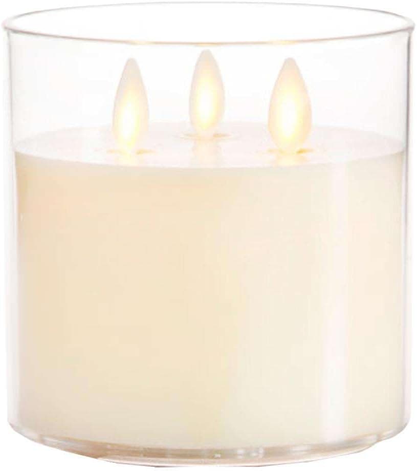 Luminara Flameless Candle Tri Wick in Acrylic Jar-4D Inch-Ivory