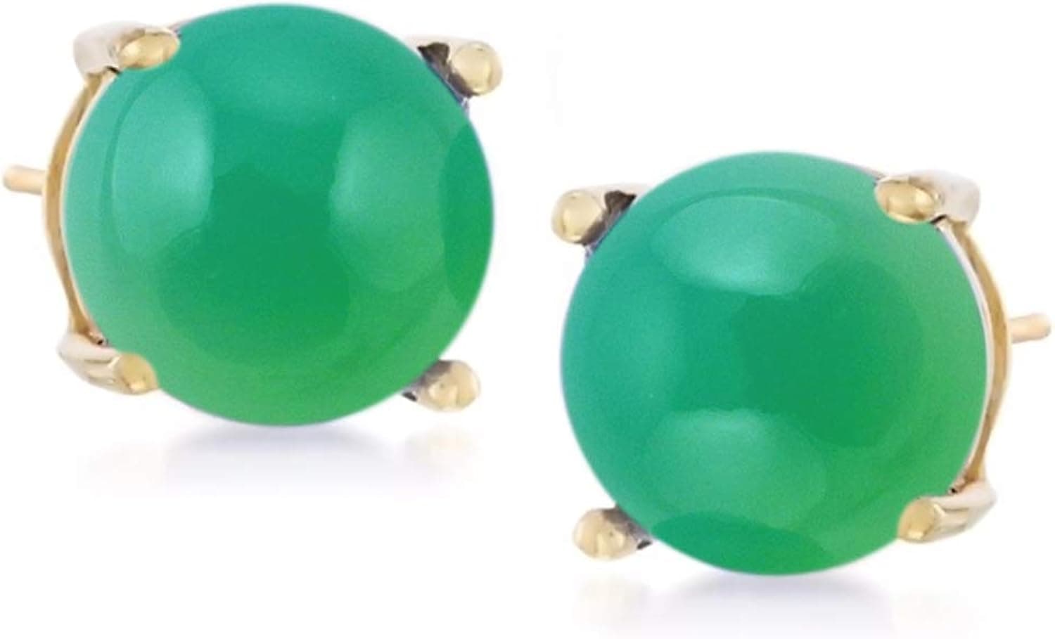 18K Yellow Plating Over Sterling Silver 8mm Round Genuine Gemstone Stud Earrings