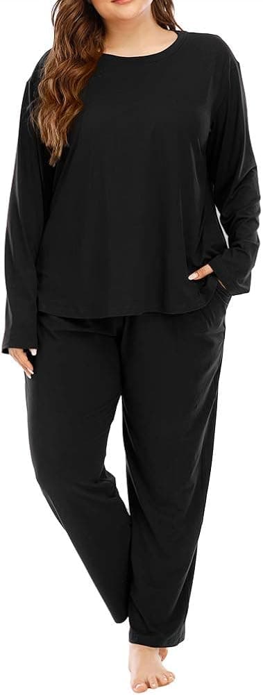 ALLEGRACE Plus Size Pajama Set Pants Women Tie Dye Long Sleeve Shirts Nightwear Sleep & Lounge Pjs