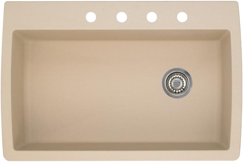 Blanco 441214-4 Diamond 4-Hole Single-Basin Drop-In Granite Kitchen Sink, Biscotti