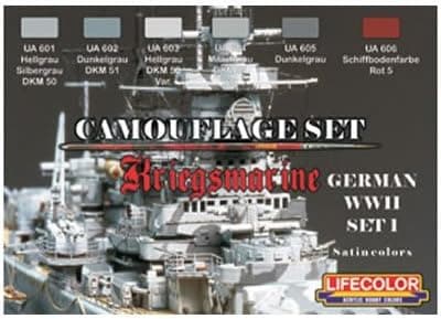LifeColor Paint Sets Ger WWII Kriegsmarine 1 (22ml x 6) by LifeColor