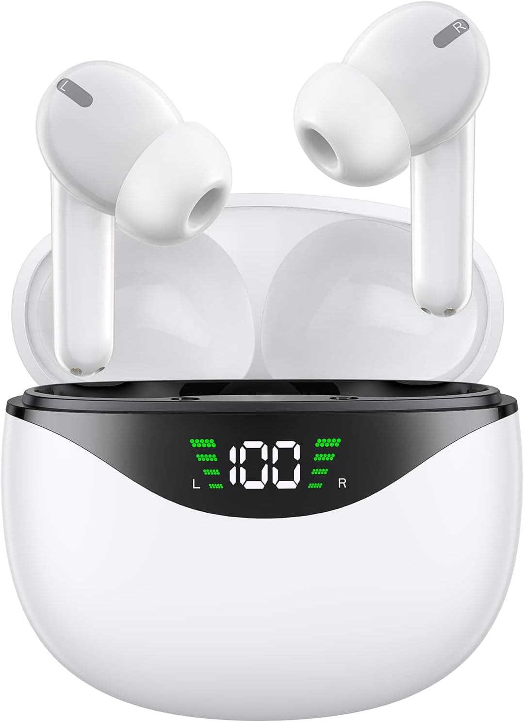 YOSINT Wireless Earbuds, Bluetooth 5.1 Headphones 30Hrs Playtime with LED Power Display, IPX7 Waterproof Earphones, TWS in Ear Stereo Headset Built-in Mic for iPhone/Android (White)