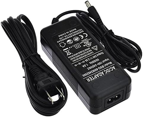LEDwholesalers 24V 2.5A 60W AC/DC Power Adapter, 5.5x2.5mm DC Plug with Spring Clips, Black, UL-Listed, 3206-24V