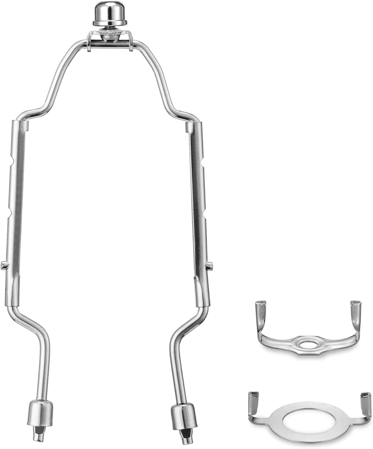 8 9 10 inch Lamp Shade Holder Kit [Adjustable] for Table and Floor Lamps, Heavy Duty Lamp Parts with 3/8 Standard Saddle, UNO Fitter Adapter and Lamp Finial (Silver)