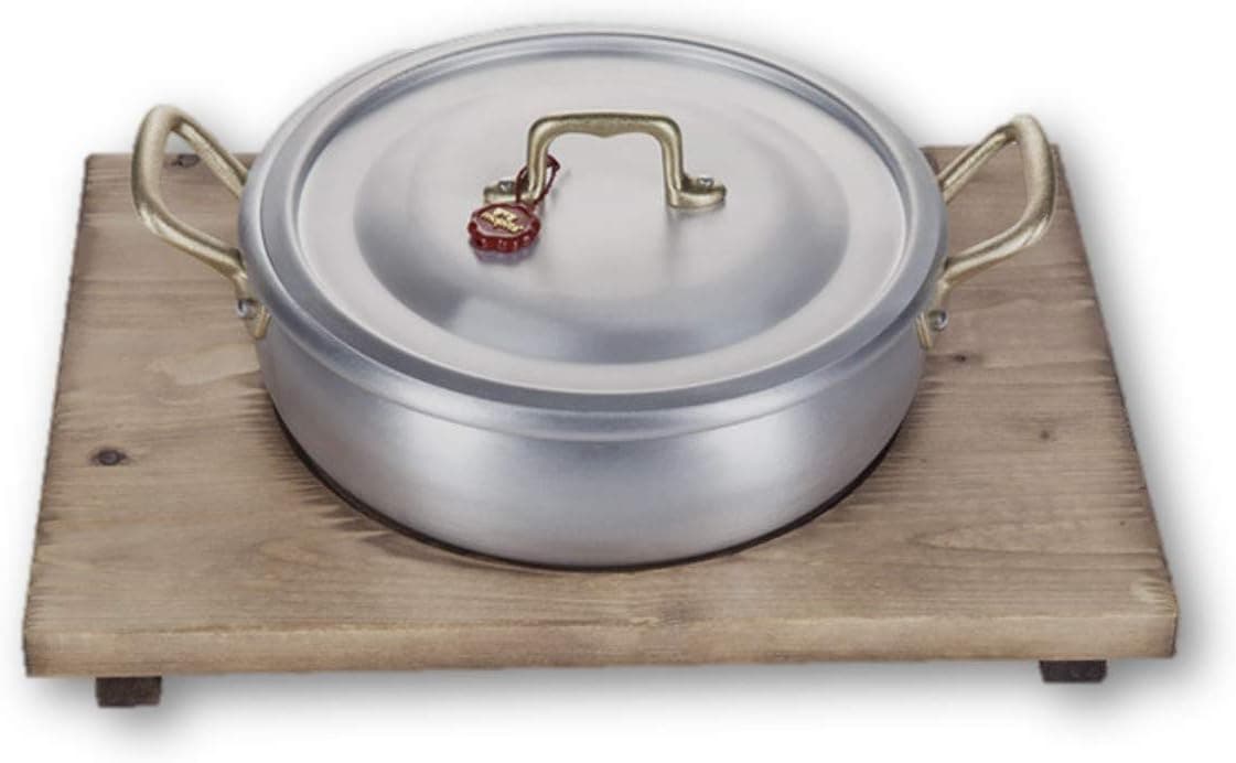 Mopita 3-Quart Risottiera Casserole Risotto Pan and Lid, Wood Serving Tray, 22cm