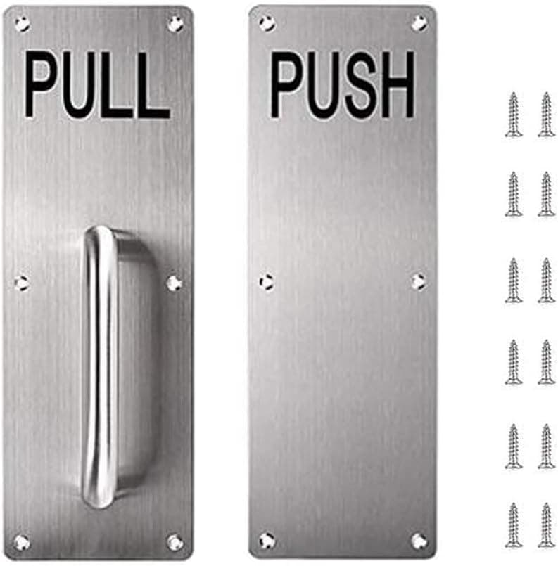 ANSTER 12" Stainess Steel Door Handle Pull and Push Plate - Heavy Duty Gate Handle Bar for Home/Office/Warehouse/Public/Commercial Places, Suitable of Wooden/Composite Door with Screws, Brushed