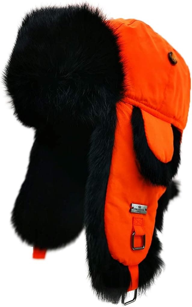 FUR WINTER Taslon Rabbit Fur Aviator Outdoor Trapper Trooper Pilot Ski Hat Winter Windproof Unisex Earflap Cap for Man/Women