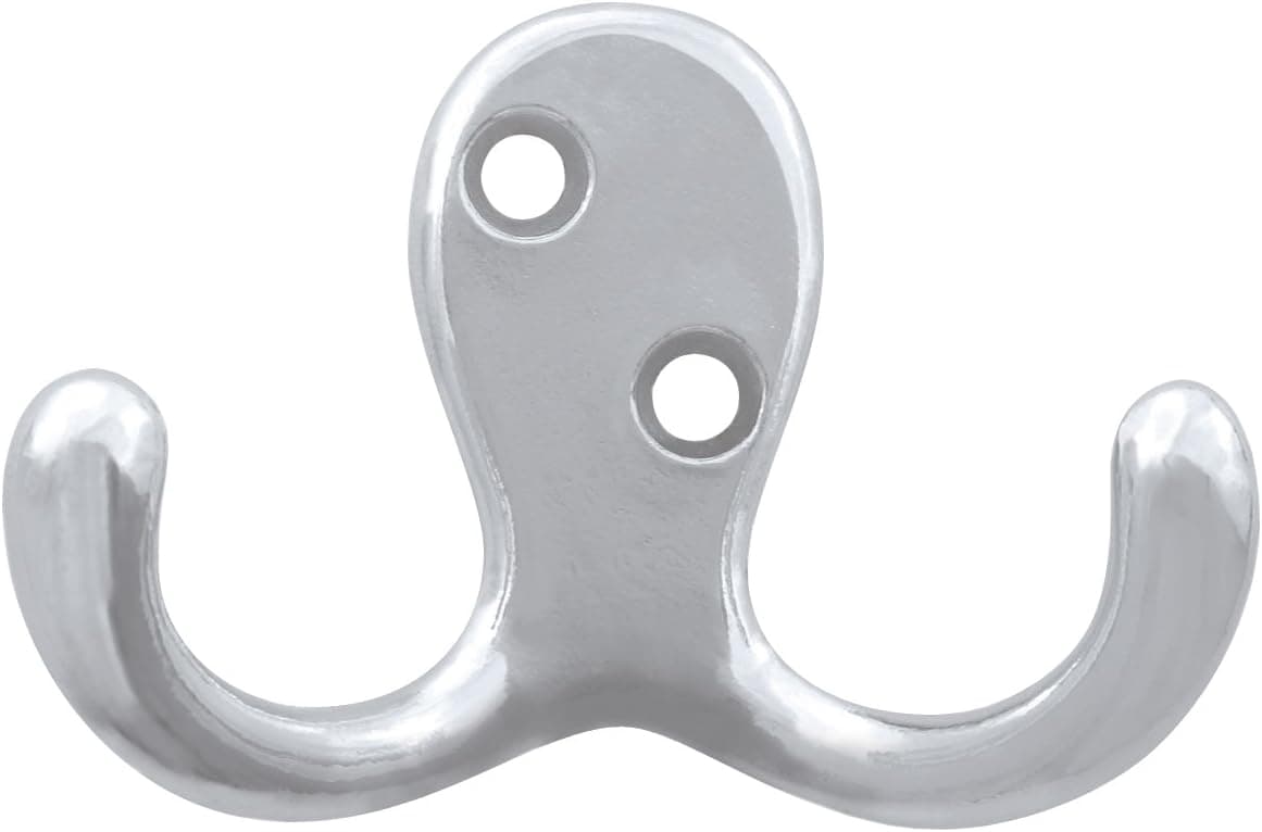 Liberty Hardware B46114Q-CHR-C5 Double Prong Robe Hook, Polished Chrome