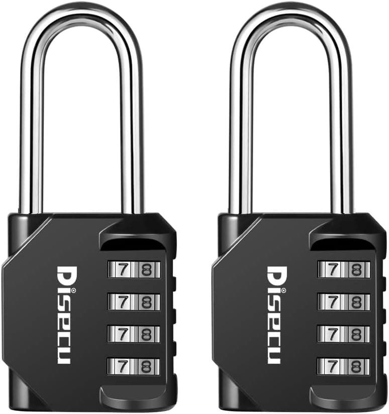 Disecu 4 Digit Combination Lock 2.2 Inch Long Shackle Outdoor Waterproof Padlock for School Gym Locker, Sports Locker, Hasp Storage, Fence, Gate, Case, Toolbox (Black, 2 Pack)