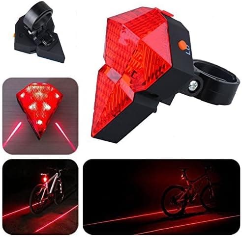 WFR Bike USB Rechargeable Rear Light Bicycle Diamond 9 LEDs 2 Laser Beam Tail Light