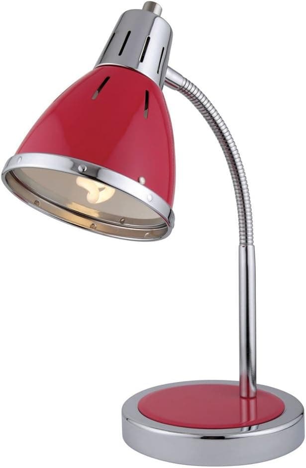Lite Source LS-20986C/RED Desk Lamp with Red Metal Shades, Chrome Finish