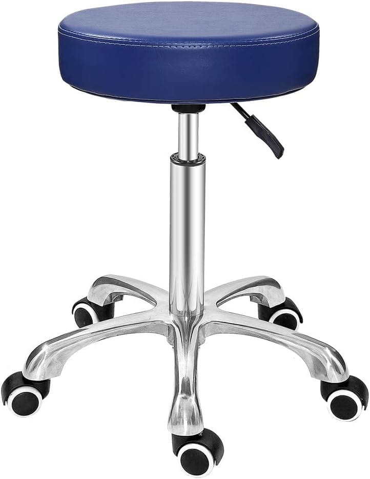 AIKVSXER Grace & Grace Height Adjustable Rolling Swivel Stool Chair with Round Seat Heavy Duty Metal Base for Salon,Massage, Factory, Shop (Without Backres, Royal Blue)