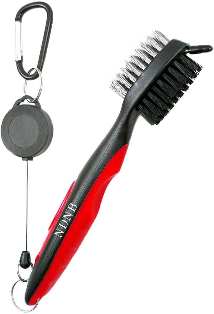Golf Club Brush, 2 Ft Retractable Club Groove Cleaner with Zip-line Aluminum Carabiner, Lightweight and Stylish, Ergonomic Design, Easily Attached to Golf Bag