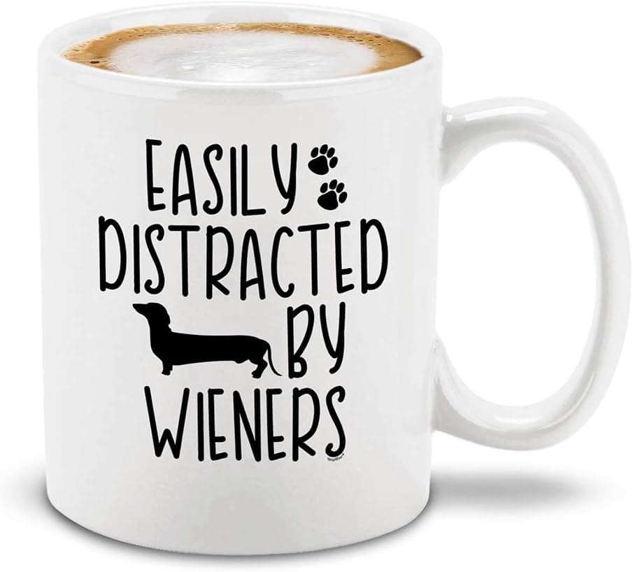 shop4ever® Easily Distracted By Ceramic Coffee Mug Funny Dachshund Weiner Dog Mom Gift