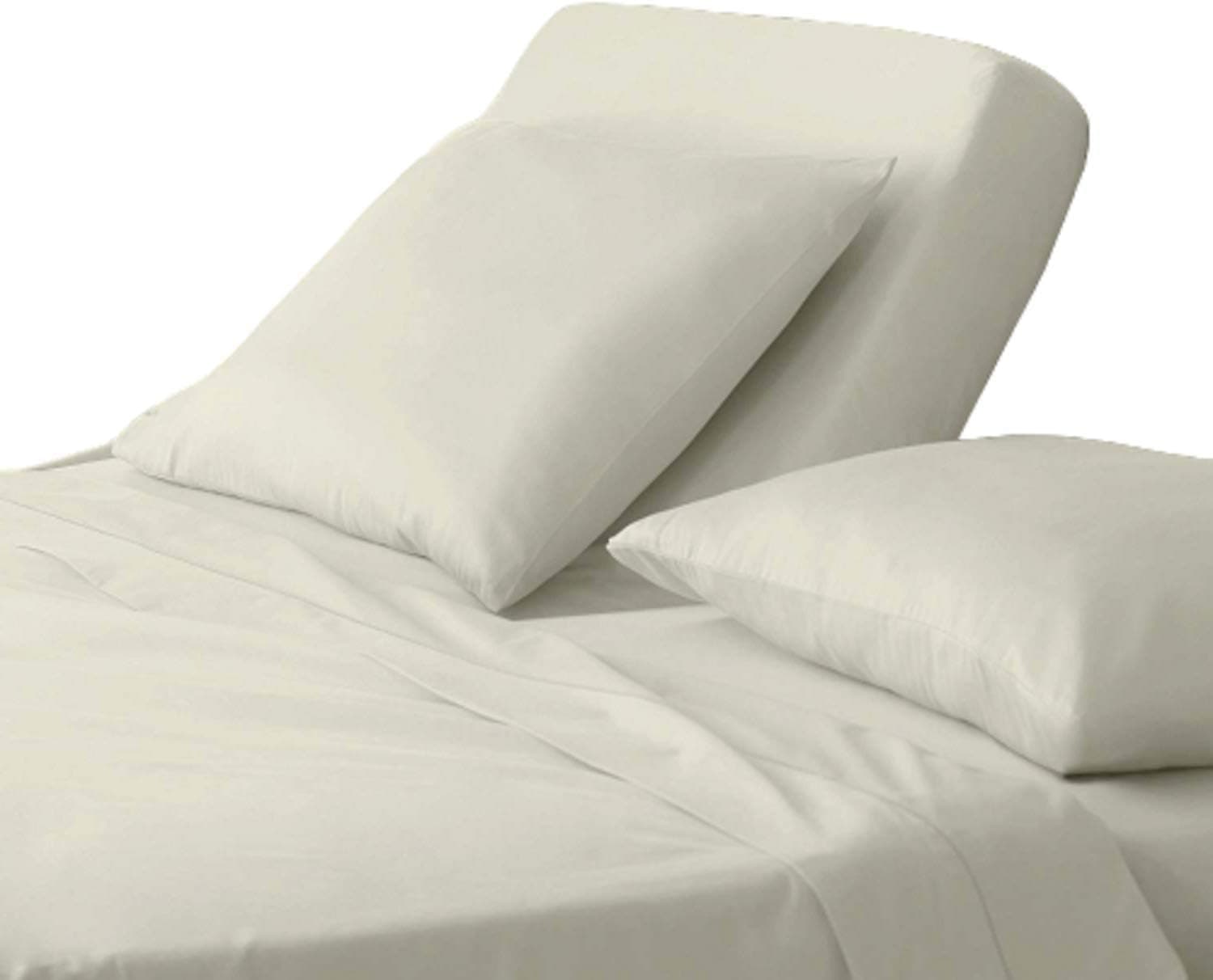 Top Split King Sheets Sets for Adjustable Beds - 100% Egyptian Cotton 4Pcs Bed Sheets Split Top King Sheets Flex Head King Sheets Sets Split Down 34 inches from The Top - Ivory, Split Head King