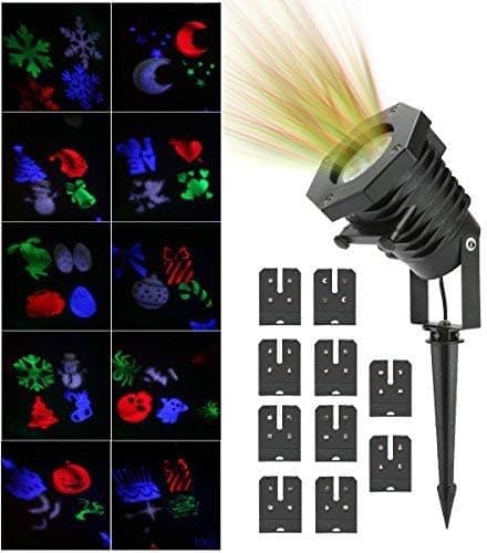Led Christmas Light Projector,FEISIER Decorations Projector LED Lights IP65 Waterproof Landscape Motion Projection Light with 12 Switchable Patterns for Halloween,Party,Holiday,Christmas