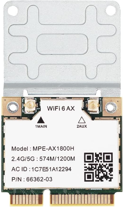 Mini PCIe Wireless WiFi 6 AX Card AX1800Mbps BT5.2 Dual Band 802.11ax MT7921 Chip WiFi 6 Network Adapter for Laptop Windows 11/10