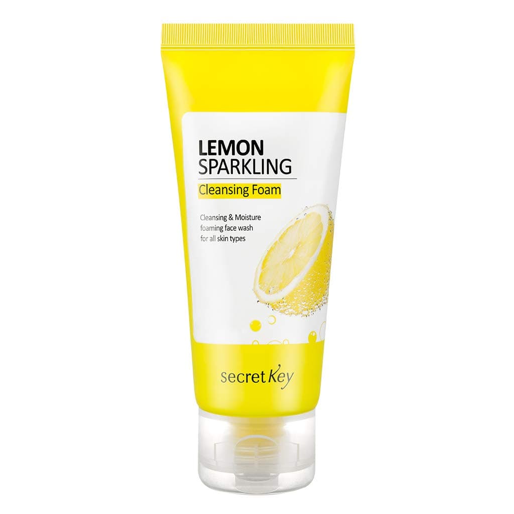 SECRETKEY Lemon Sparkling Cleansing Foam 200g - Deep Cleansing Facial Cleanser, Lemon & Sparkling Water Make Skin Clearing and Purifying, Soft and Abundant Bubbles Remove Sebum and Blackhead