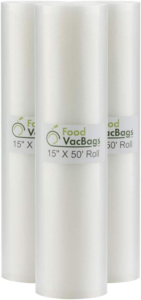 3-15"x50' Vacuum Sealer Rolls | Commercial Grade Embossed Vacuum Seal Bags | Cut Own Length | Universal 15" Sealing Machine Compatibility | Storage…