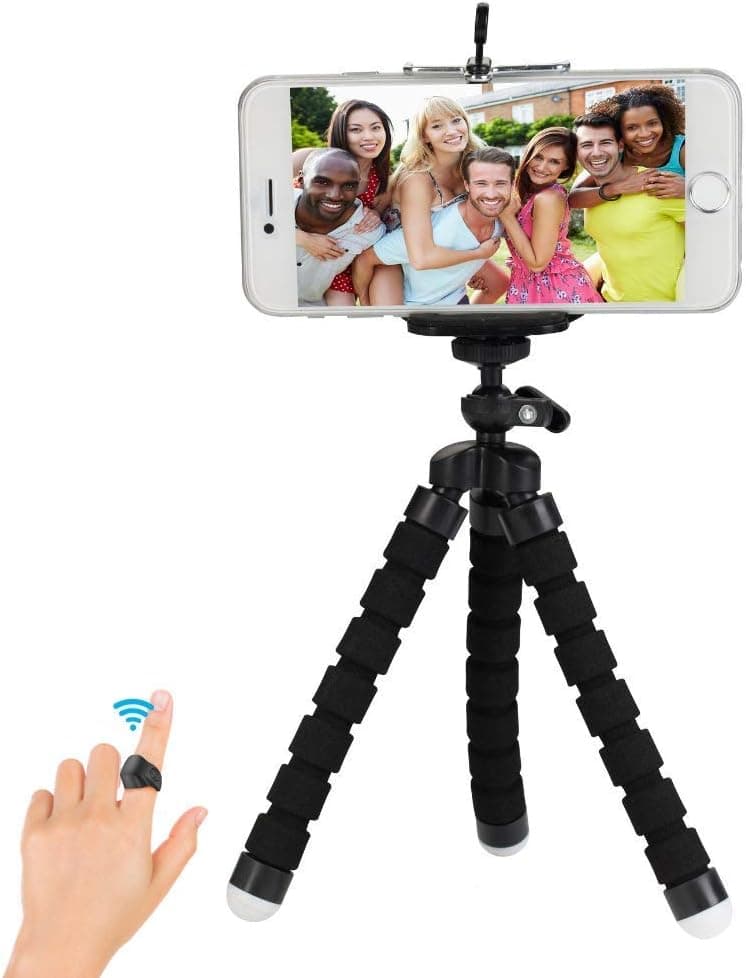 My Clik Ring Bluetooth Selfie/Video Remote with Tripod (Seafoam with Blue Tripod), Standard