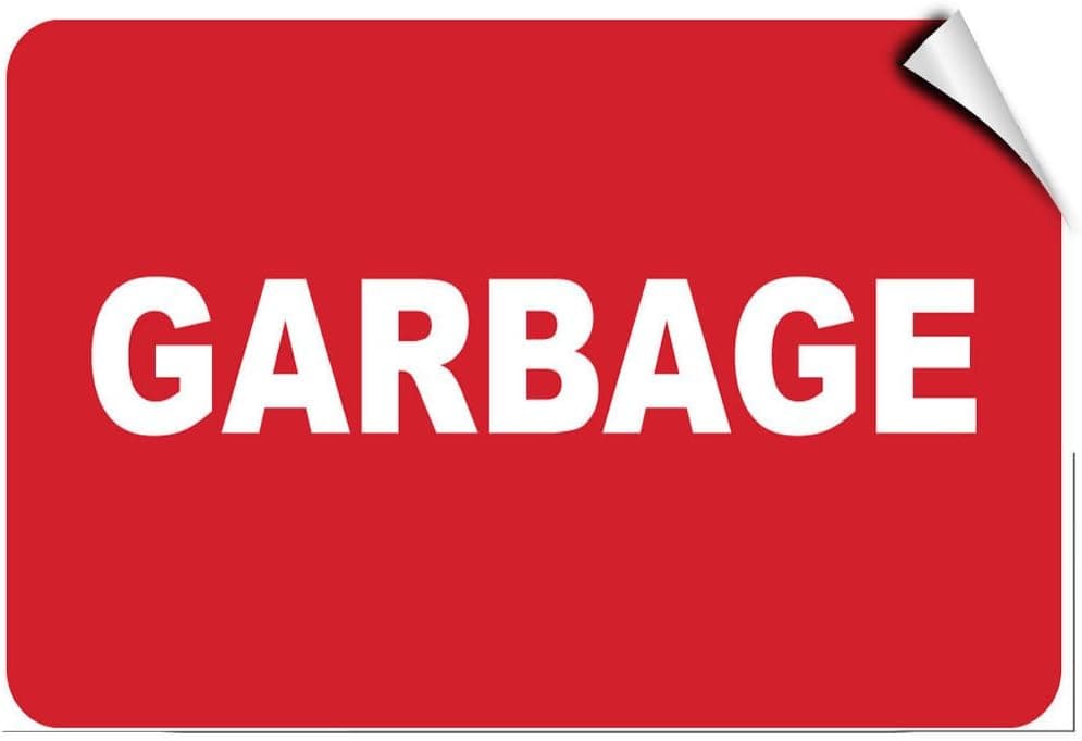 Garbage Security Label Decal Sticker Sticks to Any Surface