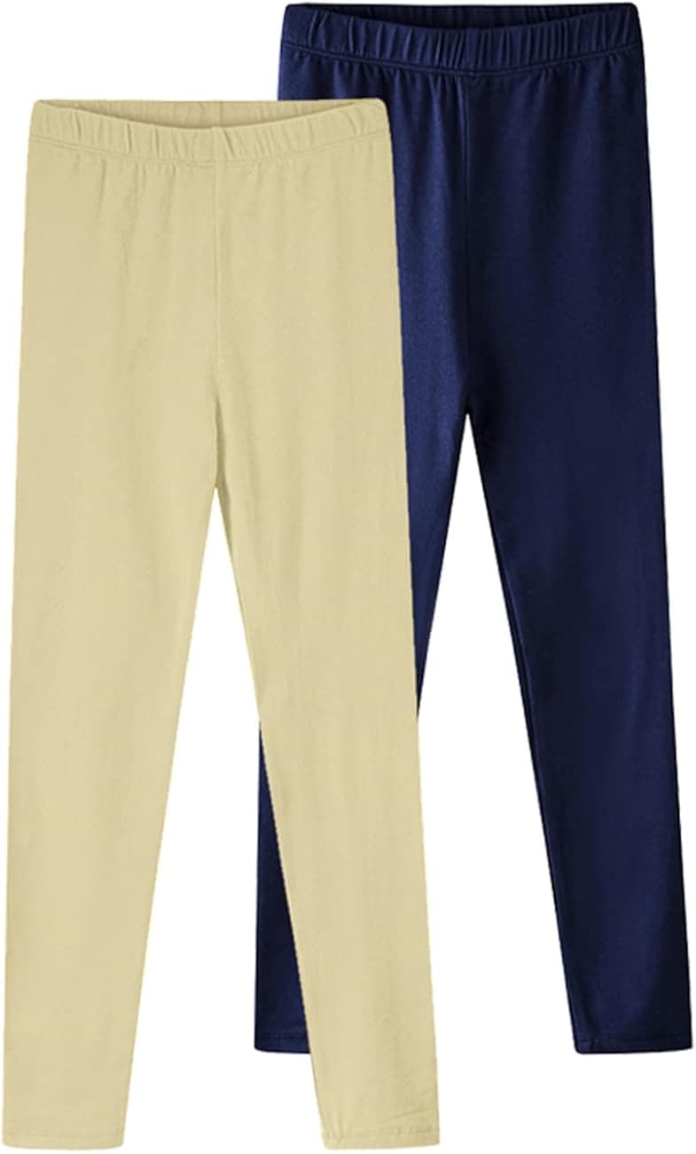 Noomelfish Girls 2-Pack Classic Cotton Full Length Leggings (2-12 Years)
