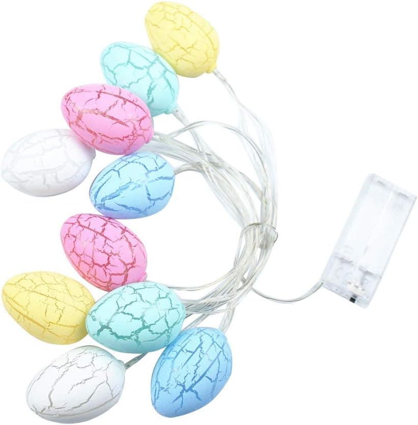FAONIE 10 LED Lights 4.9 ft Easter Eggs Lights Battery Powered Fairy String Lights Christmas Holiday Party Home Decoration (Colorful)