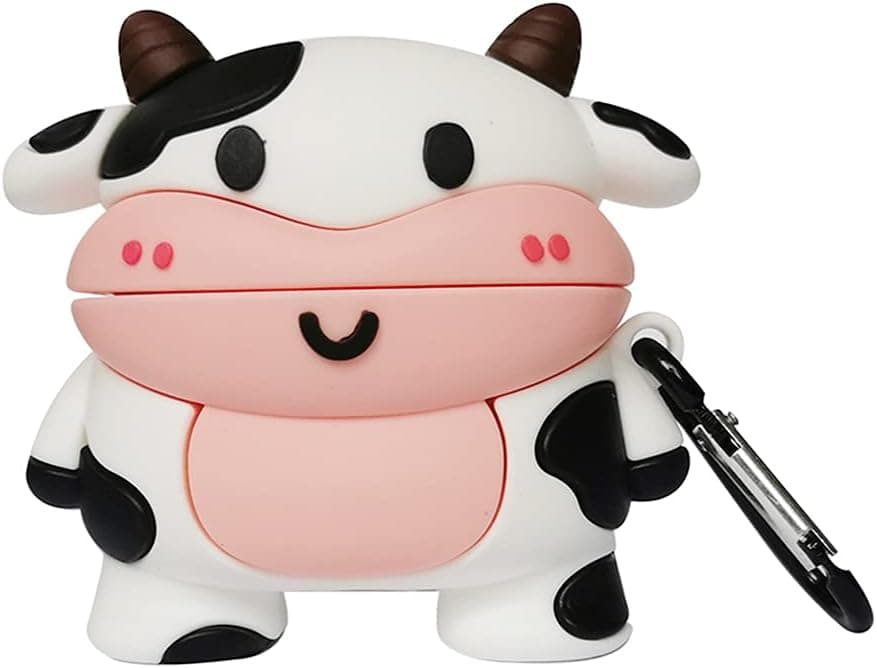 Compatible for Cow Airpods Case Pro, Cute Kawaii Cartoon 3D Silicone Fashion Protective Skin Cover for Airpod Case Cow, Funny Boys Girls Kids Teens Women for Airpods Cases Pro (Cow)