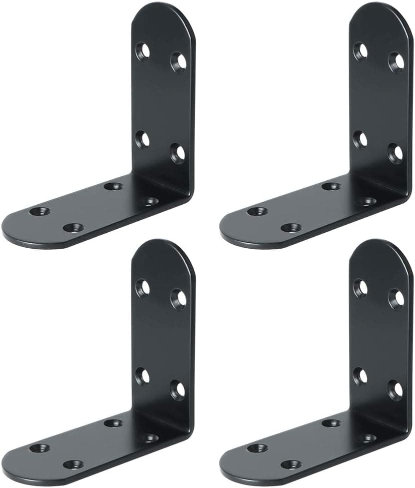 Alise 4 Pcs Shelf Bracket Stainless Steel Brackets Heavy Duty Corner Brace Support Fastener Wall Hanging,J3209B-4P Black