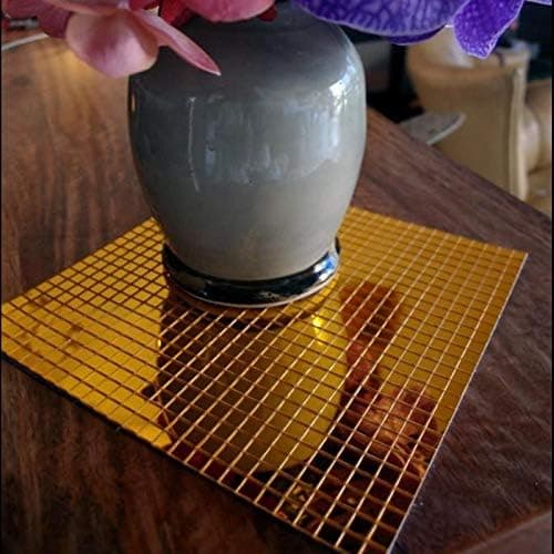 Paperlanternstore.com 12 Inch Gold Mosaic Tiles Acrylic Arts and Crafts Mirror Mat, Square w/Adhesive Backing
