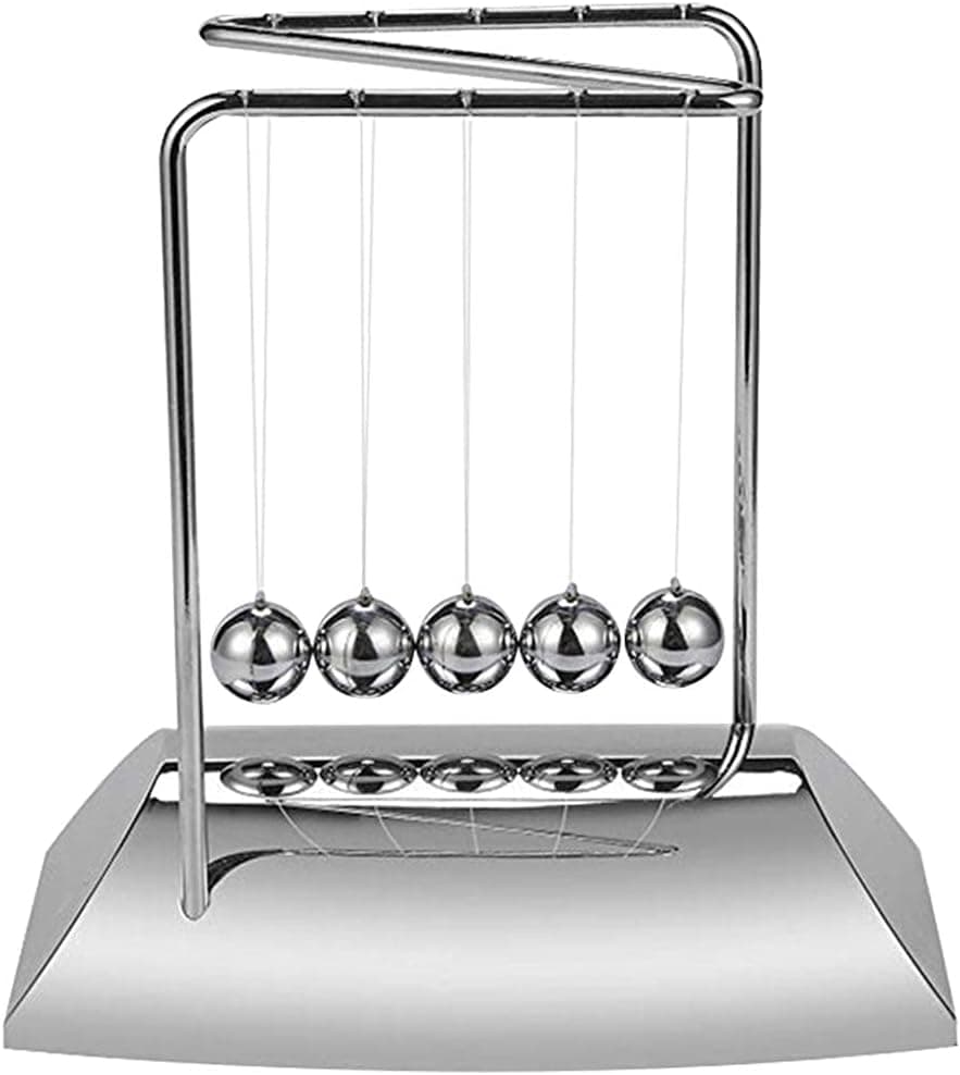 GEZICHTA Newton's Cradle, Z Shape Newton Cradle Metal Pendulum Balls Physics Science Pendulum Ornaments Toy Desk Men and Women(Silver), free size