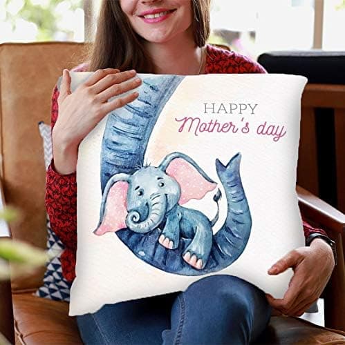 OKEPS Hxeredue YuanKanJu Cartoon Animal Elephant Pillow case.Home Decorative Throw Pillow Covers Cute Cushion Decor Pillowcase Gift for Mom Birthday Gift,18×18 Inches (styleC)