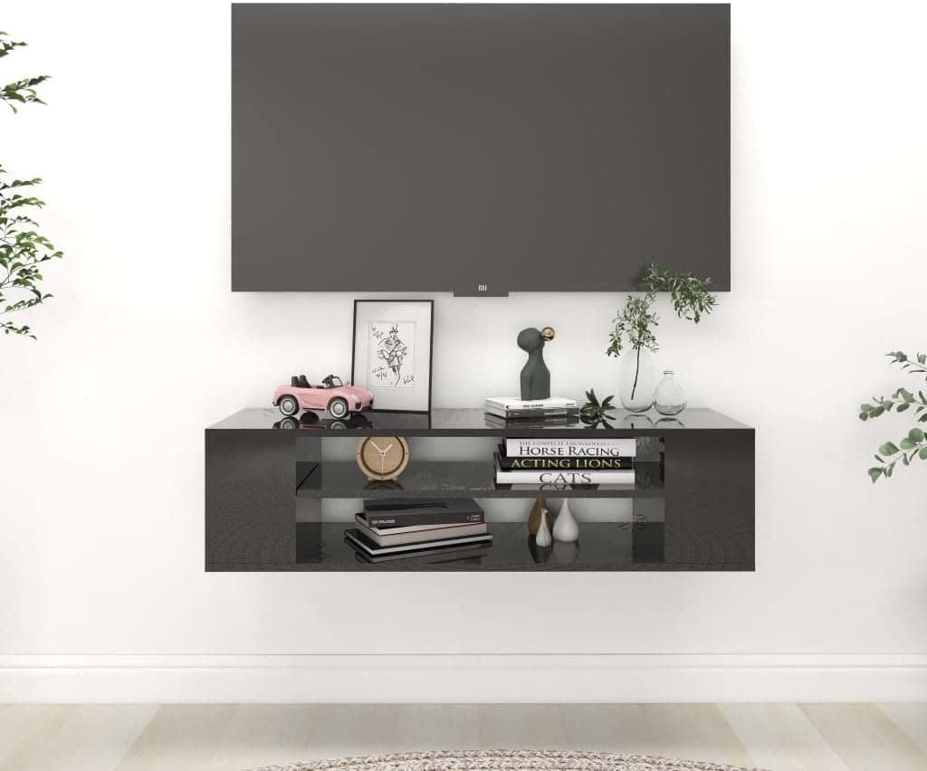 Floating TV Stand Wall Mounted TV Cabinets with 2 Compartments, Media Console Entertainment Center Storage Organizer for Living Room Bedroom and Office, 39.4"x12"x10.4" Chipboard