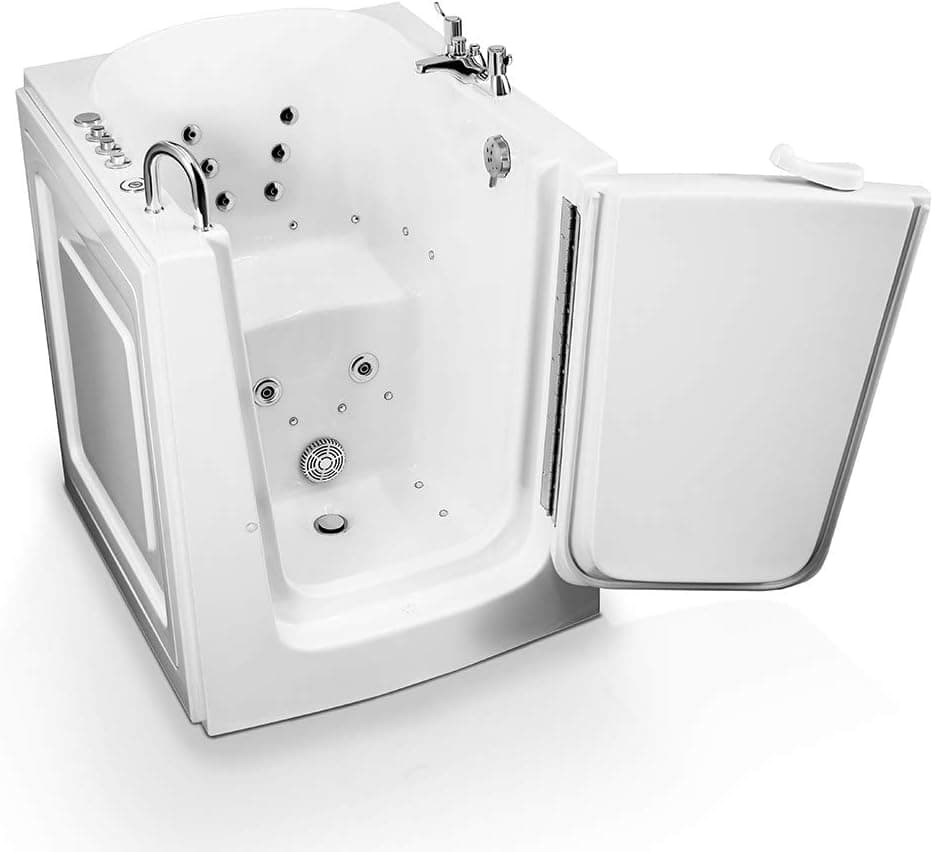 Energy Tubs Walk-in Bathtub 31 in. x 38 in. with Combo Air & Whirlpool Massage and Faucet Set (White) (Right Drain)