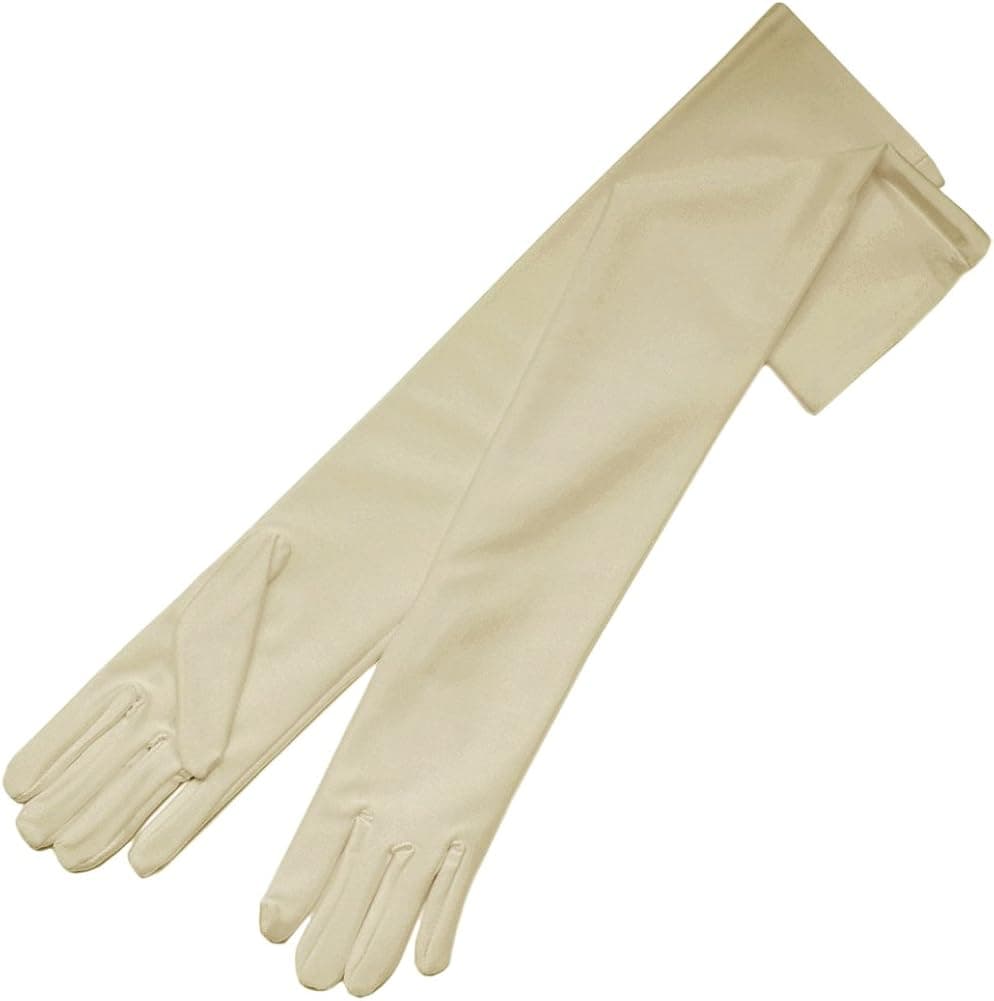 ZAZA BRIDAL 19.5" Long 4-Way Stretch Matte Satin Dress Gloves 12BL