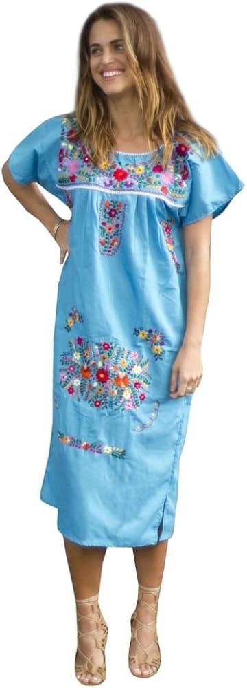 Liliana Cruz Hand Embroidered Authentic Mexican Peasant Dress