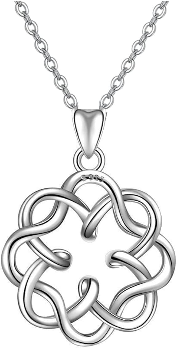 S925 Sterling Silver Pendant Necklace Irish Infinity Endless Love Vintage Celtic Knot