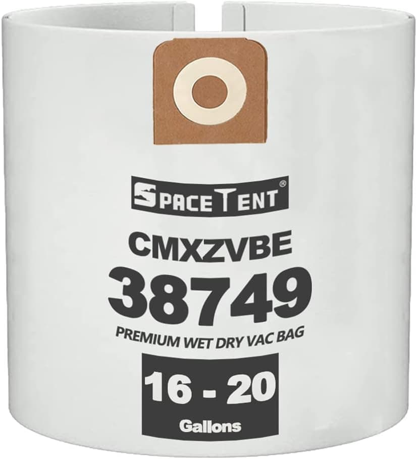 SpaceTent 6 Pack CMXZVBE38749 Filter Bags for Craftsman 16 and 20 Gallon Wet/Dry Vacs, part # CMXZVBE38749 38749, CMXEVBE17595 Bags.