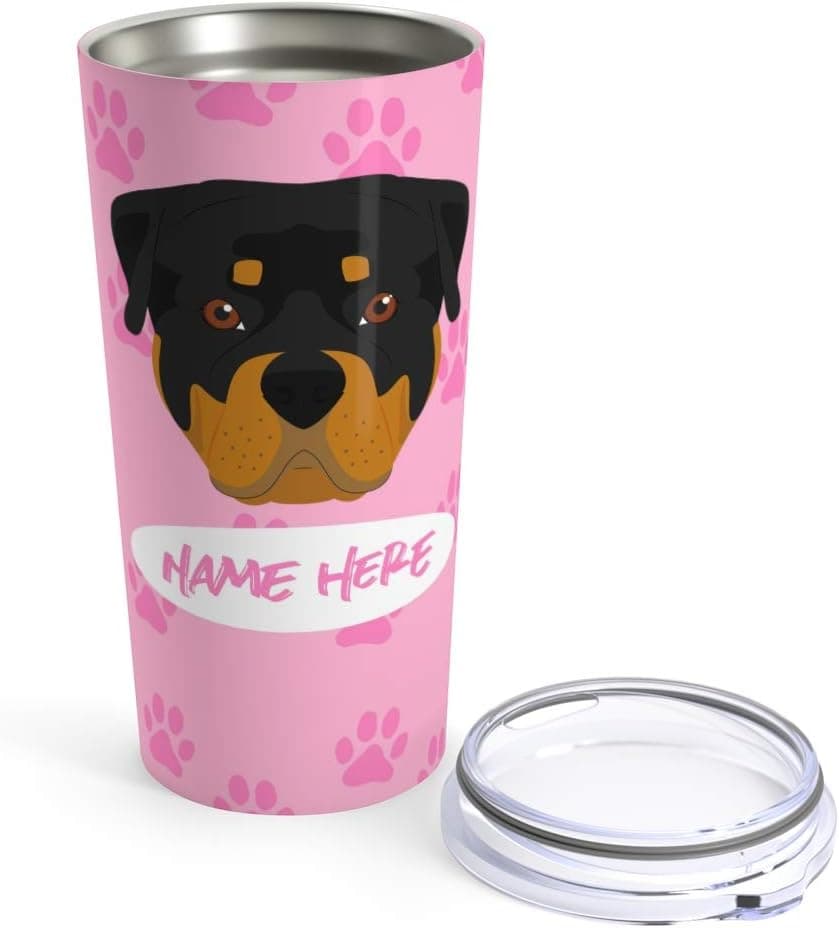 Custom Rottweiler Travel Mug - Mugs for Dog Lovers Moms Dads Personalized Tumbler or Mug for Coffee Beer Warm Cold Drinks Men Women Dogs Gifts