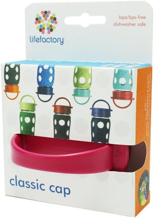 Lifefactory BPA-Free Classic Cap for 22-Ounce and 16-Ounce and 12-Ounce Glass Bottles, Raspberry