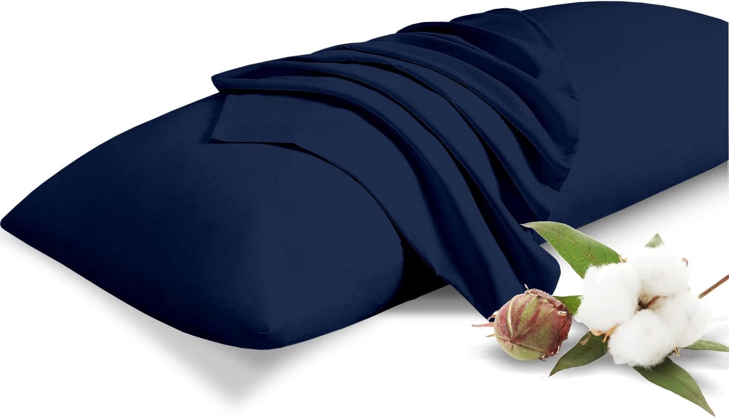 Body Pillow Pillowcase 20x72 Pillow Cover Set of 1 Cotton Body Pillow Case Navy Blue 500 Thread Count 100% Pure Egyptian Cotton 1-Pieces 20x72 Body Pillowcase- Zipper Closer