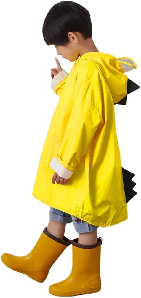 ChenPin Raincoat for Kids Rain Jacket Age 1-10 Dinosaur Shaped Lightweight Rainwear Rain Slicker for Boy for Girl