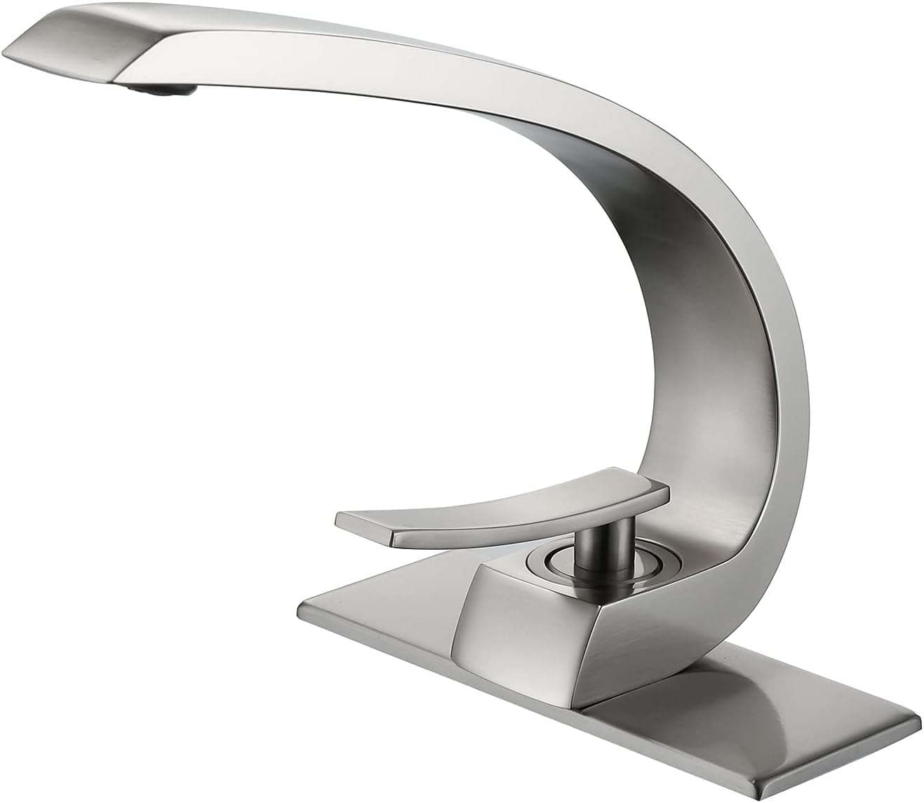 HMEGAO Bathroom Faucet Brushed Nickel Bathroom Sink Faucet Bathroom Faucets for Sink 1 Hole Single Handle Bathroom Faucet with 6-inch Deckplate