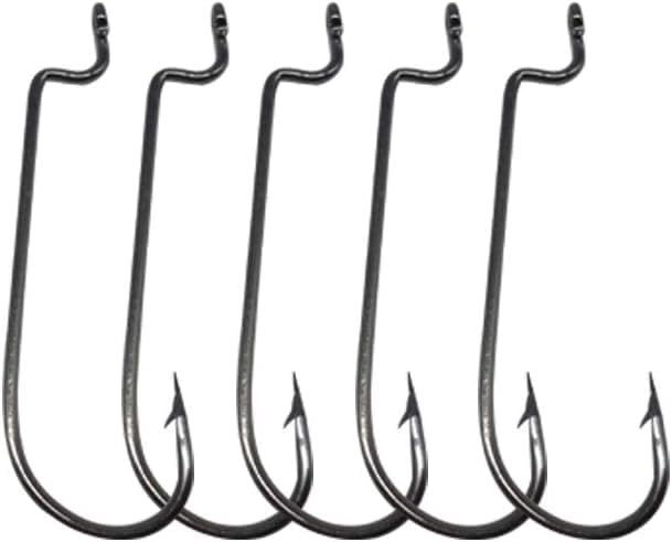 Redgilrxx 50pcs Offset Worm Hooks Fishing Hooks Jig Hooks High Carbon Steel Senko Bait Fish Hooks Size: 1# 1/0 2/0 3/0 4/0 5/0