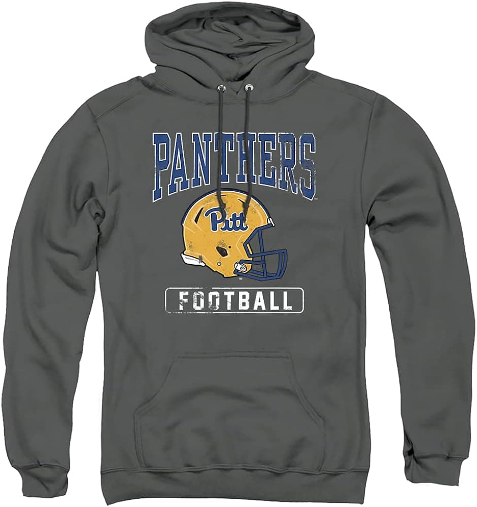 University of Pittsburgh Official Football Helmet Unisex Adult Pull-Over Hoodie ,Charcoal, 2X-Large